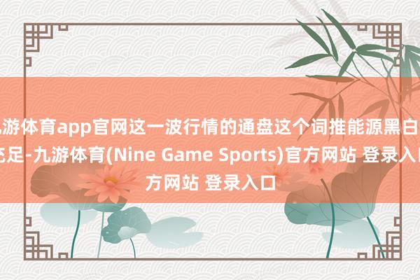 九游体育app官网这一波行情的通盘这个词推能源黑白常充足-九游体育(Nine Game Sports)官方网站 登录入口